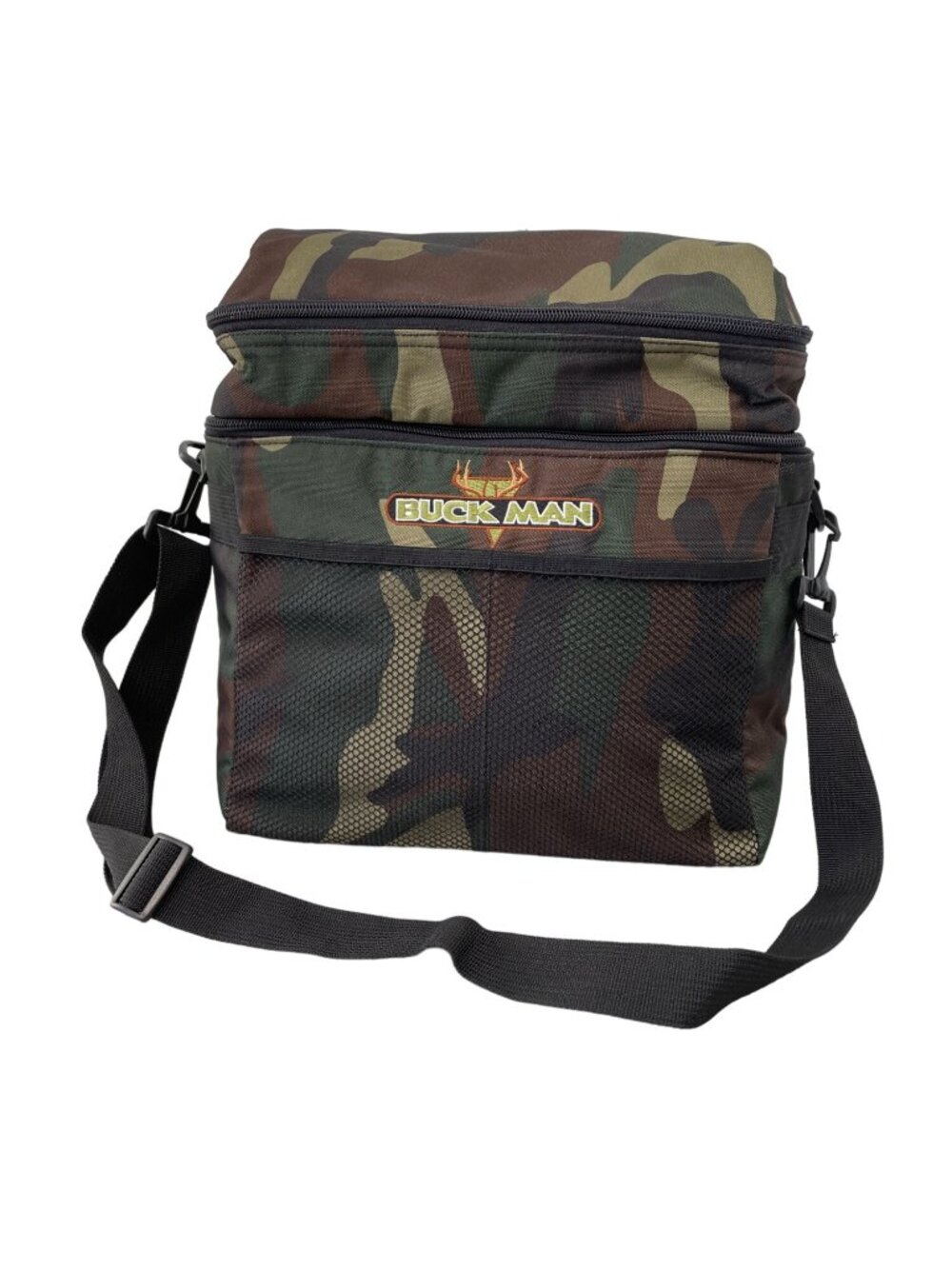 Buckman Camouflage Insulated Lunch Bag Shoulder Strap Zipper Closure Green Brown